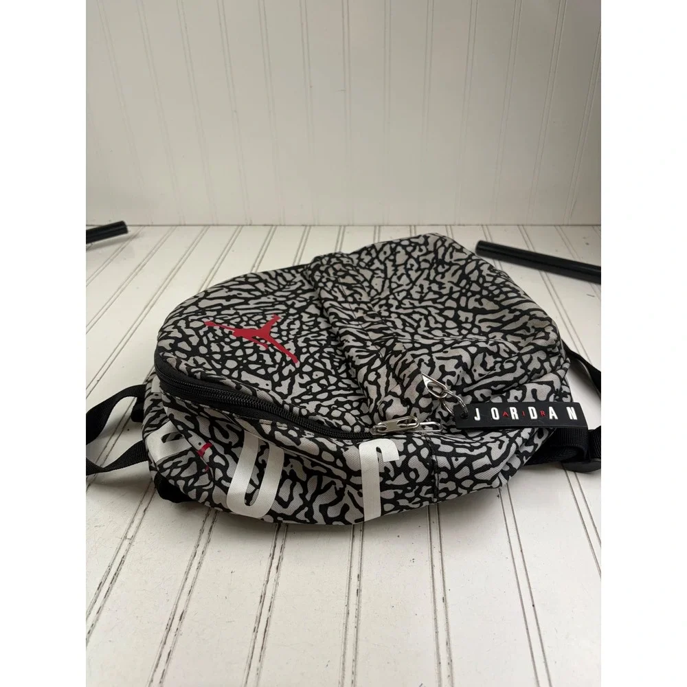 Jordan Vintage Y2K Wolf Gray Elephant Print White Red Jumpman Logo Backpack Bag
